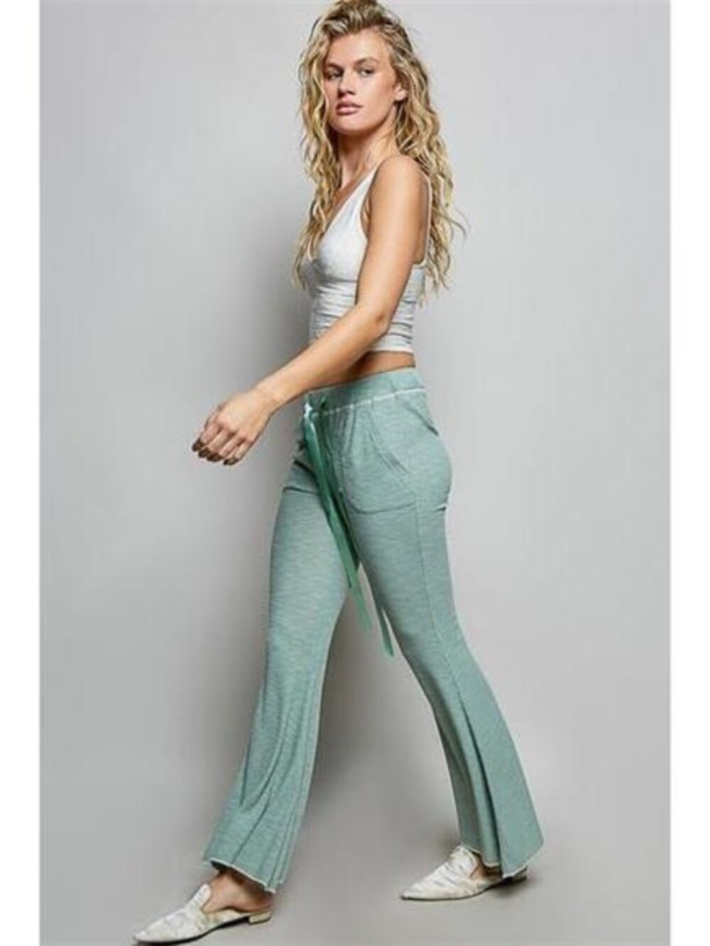 POL Drawstring Textured Ribbed Knit Pants - Picture 5 of 6